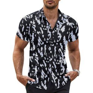 Men's White Button Down Shirt Short Sleeve Casual Shirt  Summer Business Casual